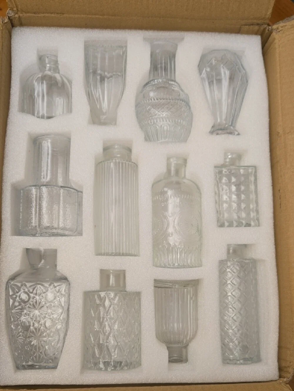 Clear Glass Bud Vase Set -12 Pieses Elegant Mini Decorative Vases